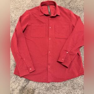 NWOT Lululemon Men's Soft Knit Overshirt Casual Maroon Button Down Shirt